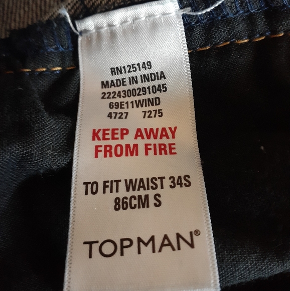 Topman (ASOS) Men's Jeans Slim Fit Dark Blue Wash Size 34S (W34 L30) - Picture 9 of 11